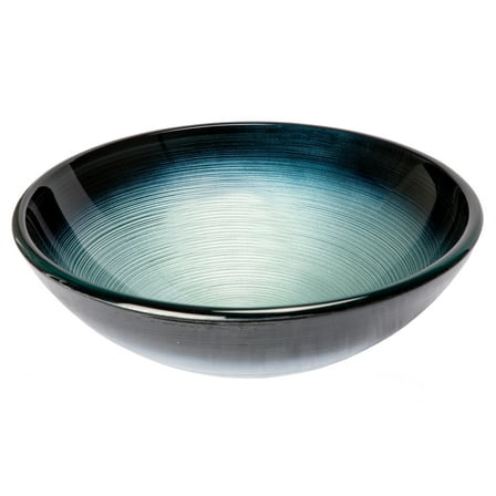 Eden Bath EB-GS73 16.375 in. Rings Glass Vessel Sink, Silver & Blue