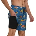thumbnail image 2 of Kdxio Construction Vehicles Print Men's Swim Trunks with Compression Liner 7 Inch Inseam Quick Dry Swim Shorts, 2 of 7