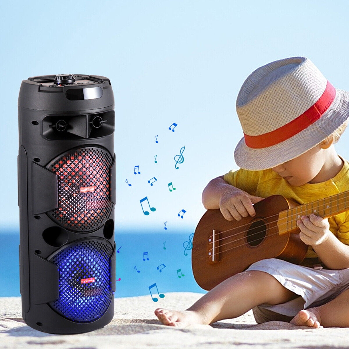 Lohoms Bluetooth Speaker Dual 6.5" Woofer Tailgate with Microphone Remote Party PA Sound System