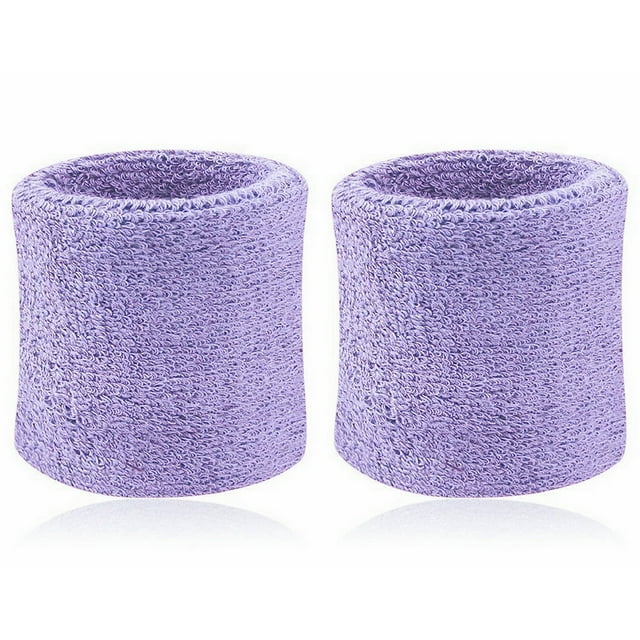 HLONK 2Pcs Sports Wristband Solid Color Absorbent Cotton Breathable Quick Dry Sweatband for Tennis