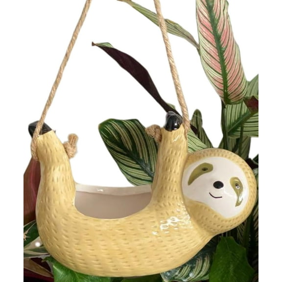 Ceramic Sloth Hanging Planter Pot for Indoor Plants - Succulent & Cactus Gardening Gifts for Women, Plant Lovers & Moms