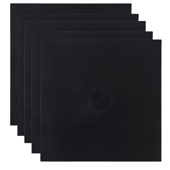 ACDANC 5pcs Square Stove Burner Covers Gas Stove Burner Covers Non Gas Range Protectors Liners Mat Stovetop Covers Reusable Black 27x27x0.08cm