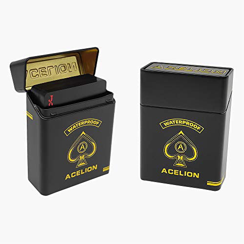 Playing Cards Tin Playing Cards Box ACELION Playing Cards Case Black Tin 2 Pack