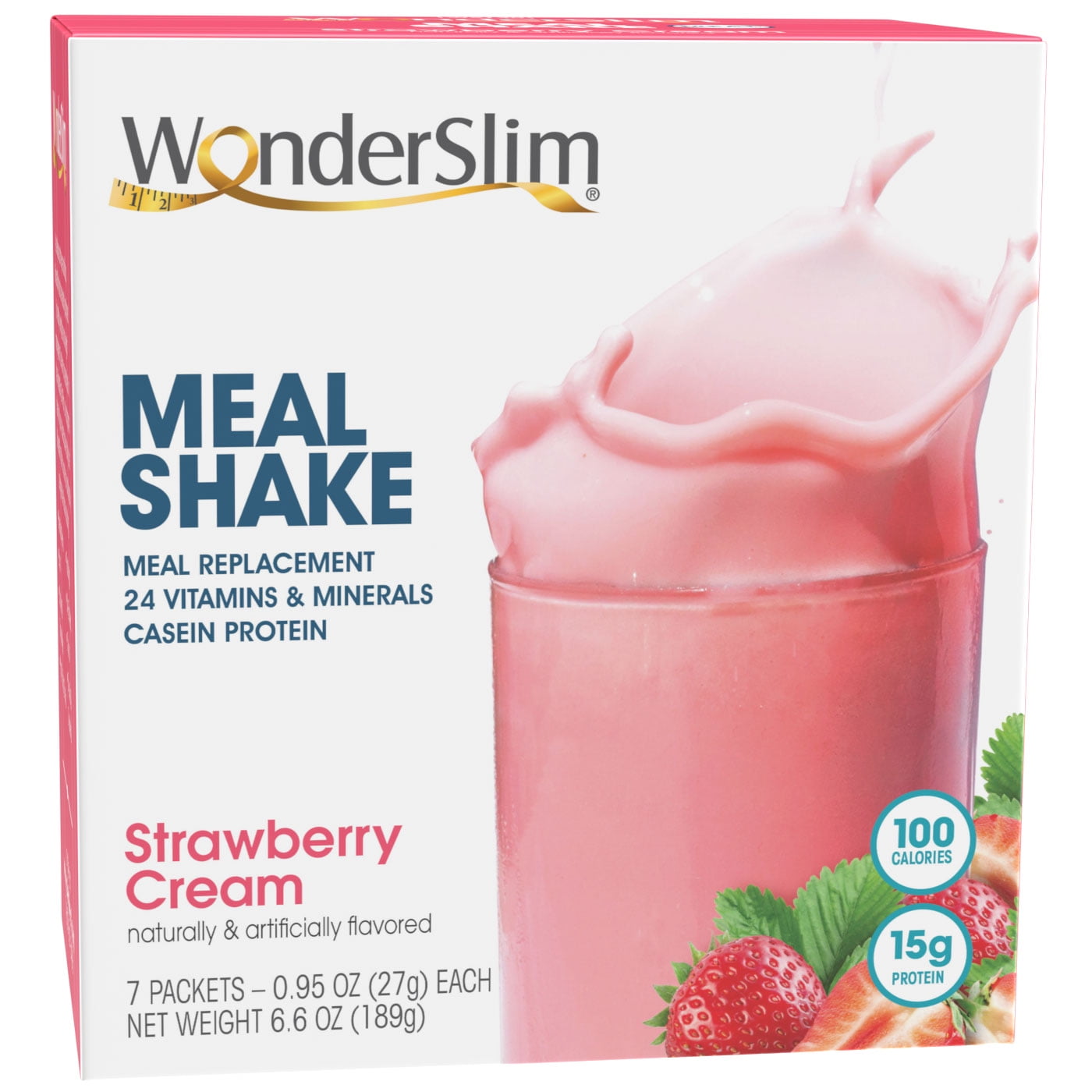 WonderSlim Aspartame Free Meal Shake, Strawberry Cream (7ct)