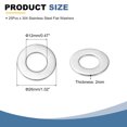 thumbnail image 2 of 25 Pcs M12 304 Acier Inoxydable Rondelles Plates Entretoises 12mm ID 26mm OD 2mm Épais, Argent, 2 of 6