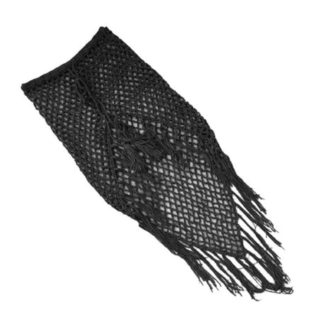 MSJUHEG Swimsuit Coverup for Women Sarong Wraps for Women Bikini Cover Up Bathing Suit Cover Up for Women Swim Skirt Handmade Crochet Beach Skirt Bikini Cover Skirt Tassel Fishtail Skirt Black S