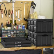 CleverMade CleverCrate Stackable 46L Collapsible Storage Bins, Black (3-Pack)