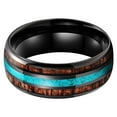 thumbnail image 2 of Nature 8mm Turquoise Tungsten Carbide Wedding Ring Abalone Shell Opal Inlaid Real Wood Engagement Band for Men, 2 of 14