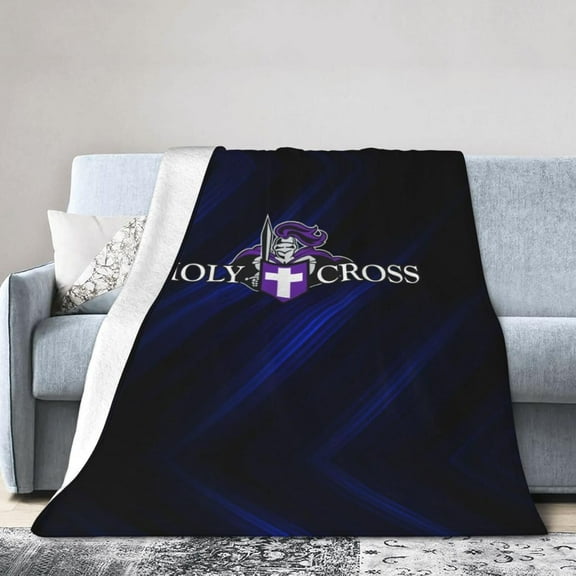 College A of The Holy Cross Logo Fleece Blanket, Very Soft Microfiber Flannel Blanket for Couch Warm and Cozy for All Seasons