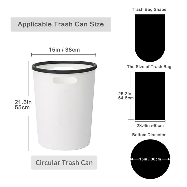Toplive Trash Bag ,8 Gallon 60 Count Garbage Bag Biodegradable Compostable 1.5 Mil Thickness Trash Bags Wastebasket Bin Liners for Home Bathroom