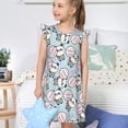 thumbnail image 4 of Balery Cute Panda Bear Camisón de princesa para niñas, pijama de algodón con mangas abullonadas, suave y bonito.-Large, 4 of 6
