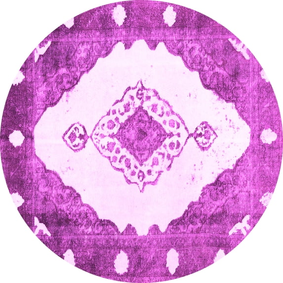 Ahgly Company Indoor Round Abstract Pink Contemporary Area Rugs, 7' Round