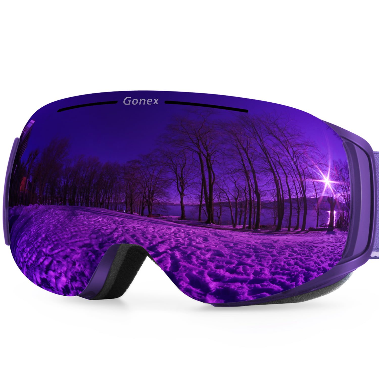 Gonex Magnetic Ski Goggles Anti-Fog UV400 Protection OTG Frameless Snow Snowboard Goggles for Men& Women with Interchangeable Lens Large Size 