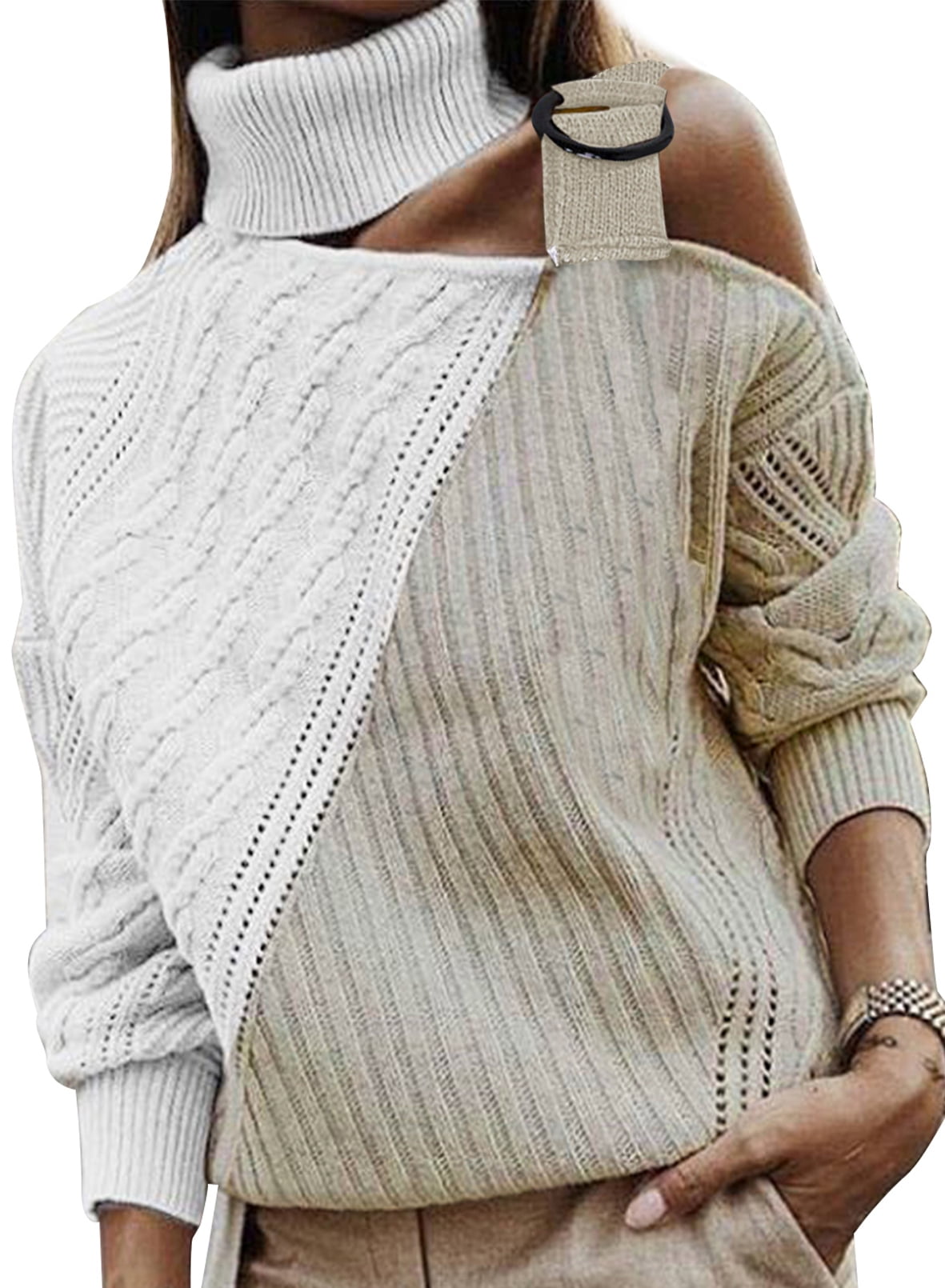 CoolEnding Womens Round Neck Striped Loose Sweater Long Sleeve Pullovers Loose Casual Tops 