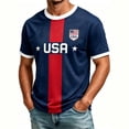 thumbnail image 6 of Men's USA Soccer Jersey 2026, USA Team Crewneck Short Sleeve Fans Football Shirt Retro Streetwear Tops for Game Day, Training, Travel, and Casual Wear Navy M, 6 of 9