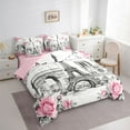 thumbnail image 3 of Castle Fairy Vintage Paris Eiffel Tower Twin Bedding Sets 7-Piece for Teens Girls Female,Romantic Floral Pink Rose Bedding Comforter Set Microfiber,Happy Valentine's Day Breathable Sheet Sets, 3 of 8