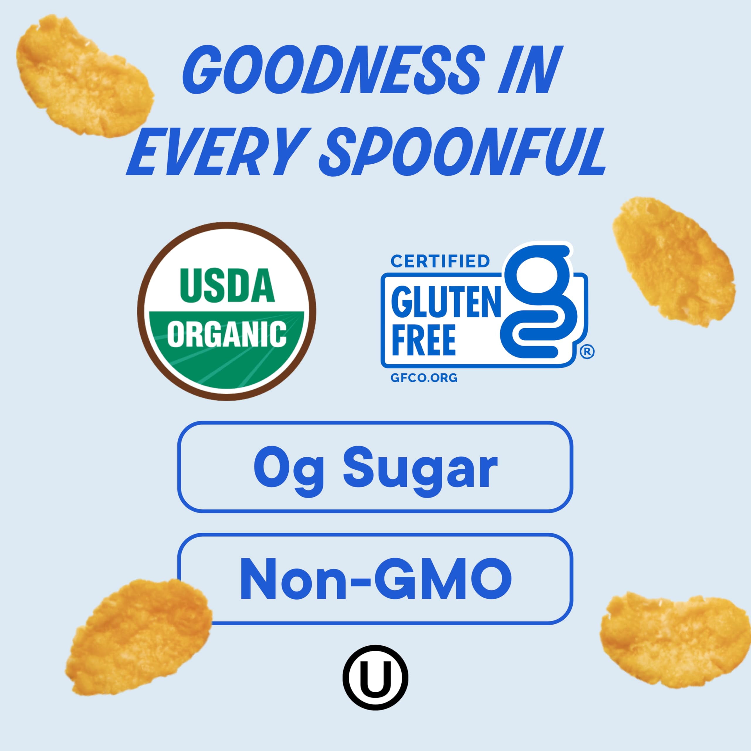 The Real Cereal Company, MMF7&nbsp;Organic Corn Flakes Cereal 3-Pack, Zero Sugar, Gluten-free, Non-GMO, Made in California