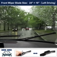 thumbnail image 2 of Unique Bargains 1 Pair 24"-19" Coating Silicon Front Windshield Wiper Blade for VW Jetta 12-19 Top-Lock Not J / U Hook, 2 of 6
