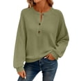 thumbnail image 2 of Women's Casual Long Sleeve Pullover Top Loose Fit Solid Color Tunic Shirt, 2 of 9
