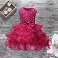 thumbnail image 1 of Vestido de desfile de dama de honor de boda de cumpleaños de niña de las flores (rosa roja 120 cm) Likrtyny  Para estrenar, 1 of 9