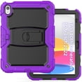 thumbnail image 5 of ELEHOLD for iPad 10th Generation 2022 10.9 inch Ragged Case, Soft Silicone Hard PC Shoulder Strap Built-Kickstand Anti-Drop Shockproof Heavy Duty Protective Cover Case,Purple, 5 of 8