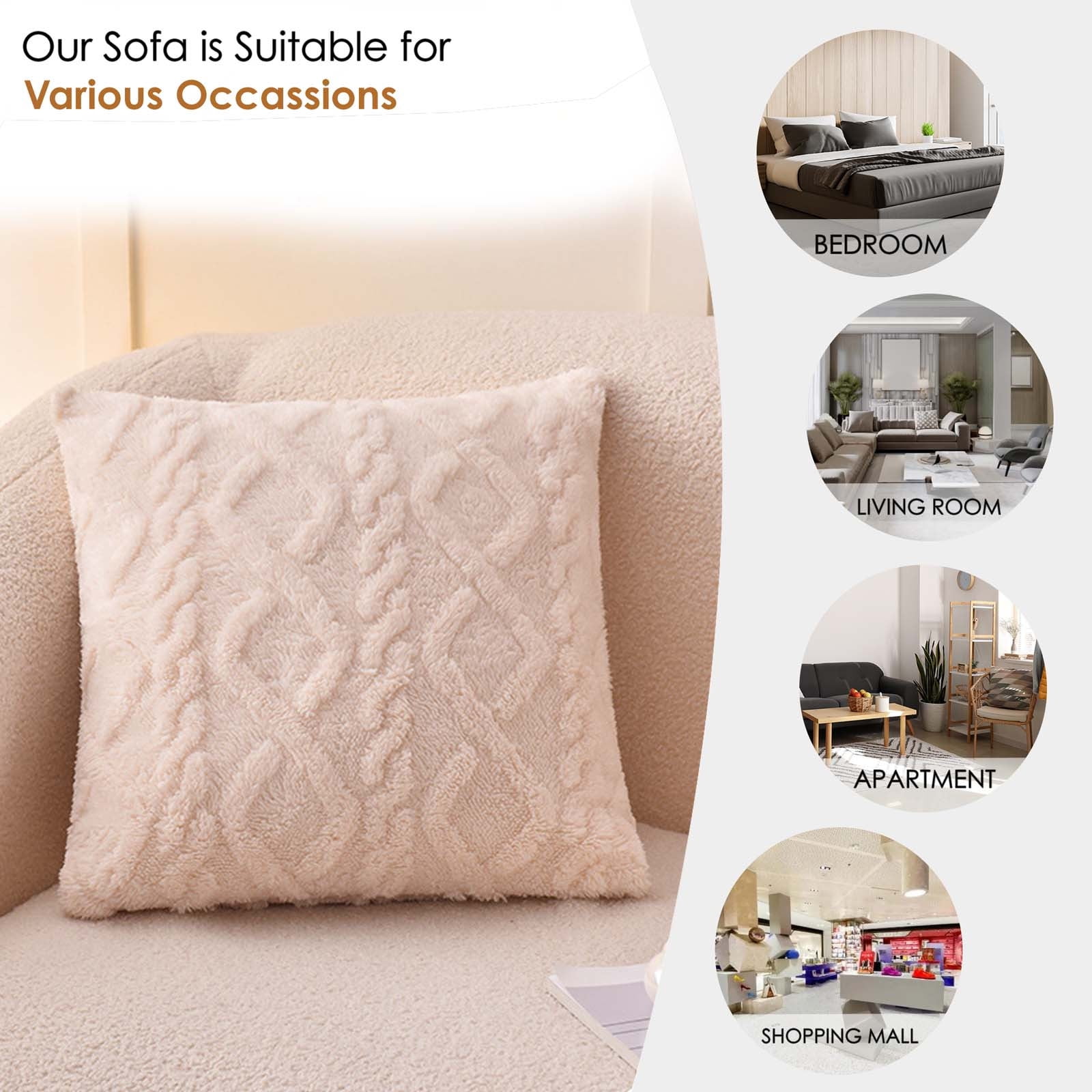 Amvlyk Geometric Motifs Couch Pillow Cases Throw Pillows Home Decor for Living Room Bedroom Bed Outdoor Cushion Cover（17.72x17.72In,Pillow Cover Only）White