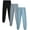 Black/Heather Grey/Dusty Light Blue, variant on Coney Island Girls Sweatpants - 3 Pack Athletic Soft Fleece Jogger Sweatpants with Pockets (4-16)