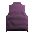 thumbnail image 4 of Dagegui Mens Fall Vest Puffer Sleeveless Jackets with Zipper Pockets Warm Winter Stand Collar Vests Outdoor Travel Hiking Coats Purple M, 4 of 9