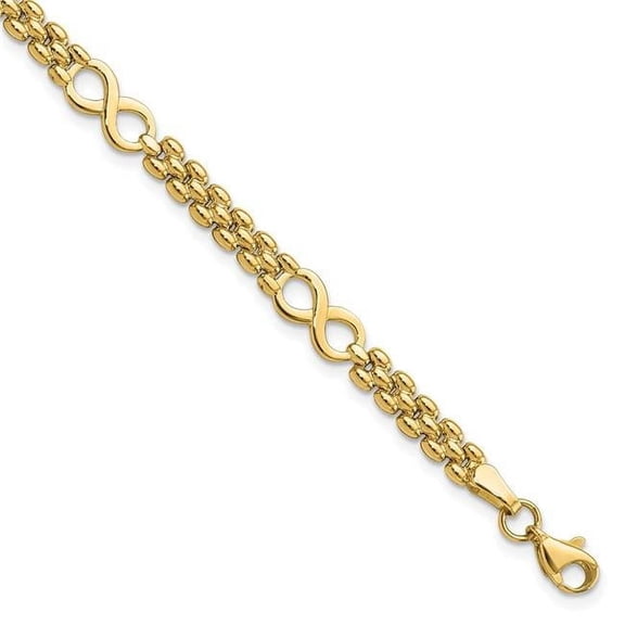 Primal Gold 14 Karat Yellow Gold Infinity and Fancy Link 7.5 Inch Bracelet