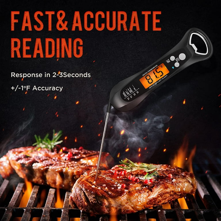BRAPILOT Digital Meat Thermometer Backlight,Waterproof Instant Read Food  Thermometer for Cooking and Grilling for BBQ Grill Liquids Beef Turkey
