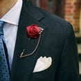 thumbnail image 2 of LICEWO Elegant Silk Flower Boutonniere Corsage Brooch Pin For Groom Wedding Ceremony, 2 of 8