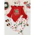 thumbnail image 2 of WIBACKER Merry First Christmas Baby Girl Outfit Newborn Fall Onesie Bell Bottoms Bow 3pcs Set Romper Pants Clothes 0-3 Months, 2 of 10