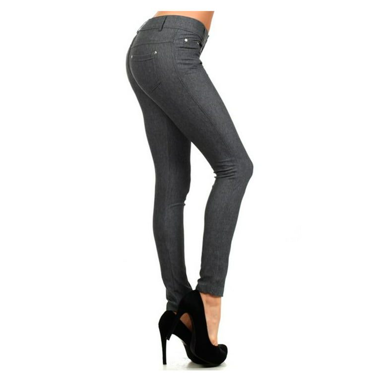 Womens Grey Jeggings Denim Jeans Look Skinny Stretch Sexy Legging Pencil  Pants S 