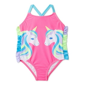 Wonder Nation Baby and Toddler Girl One-Piece Swimsuit, Sizes 12M-5T