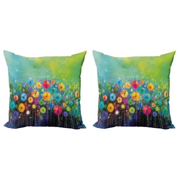 Ambesonne Floral Throw Pillow Cover 2 Pack, Colorful Dandelions, 24", Multicolor