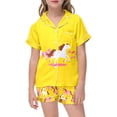 thumbnail image 4 of CONROSES Girls Pajama Set Cartoon Horse Graphic Short Sleeve Pjs Tops Shorts Loungewear Sets Cozy Nightwear Sleepwear, 4 of 5