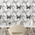 thumbnail image 2 of Ambesonne Butterfly Peel & Stick Wallpaper for Home, Monochromatic Butterflies, 13"x36", Coconut and Charcoal Grey, 2 of 5