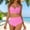 Pink, variant on Women's Front Full Coverage Swimsuit V Neck Padded High Waisted Ruched Bikini Set Two Piece Bathing Suit Bathing Suit Shorts Women plus Size plus Size Bathing Suits Women Pool Cover up for Boys
