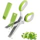 thumbnail image 1 of Tijeras de cocina multifuncionales de acero inoxidable de tres piezas con herramienta para pelar, cubierta de seguridad y peine de limpieza y 5 cuchillas de acero inoxidable, 1 of 5