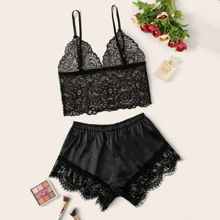 

Ykohkofe New Sexy Lace Lingerie Silk Underwear Sleepwear Underwear Pajamas Satin