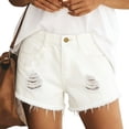 thumbnail image 2 of hoksml Women's High Waist Distressed Denim Shorts, Frayed Hem Jean Shorts, Casual Ripped Denim Shorts, 2 of 8