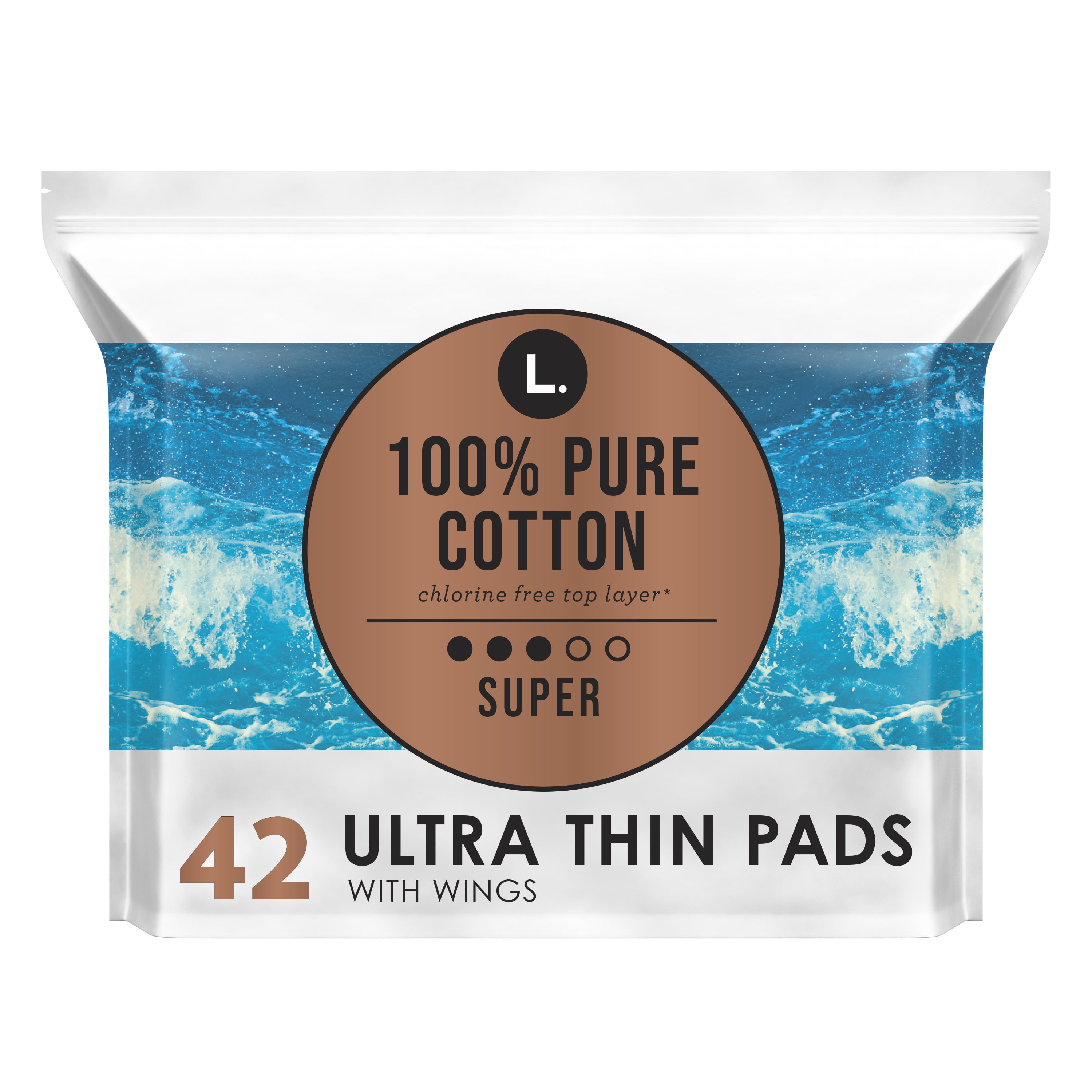 L Chlorine Free Ultra Thin Pads Super Absorbency Organic Cotton 42 Ct Walmart Com