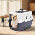 thumbnail image 7 of OSM 22-Inch Hard-Sided Plastic Pet Carrier with Top and Front Door Access, 4-Side Ventilation, Security Lock, Durable Handle for Small Dogs and Cats Travel up to 22 lbs (Gray), 7 of 7