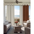 thumbnail image 4 of Boho Brown Leather Texture Blackout Curtains 45 Inches Long for Bedroom, Modern Yellow Striped Thermal Insulated Room Darkening Black Out Window Curtain Panels Grommet Drapes for Living Room, 4 of 8