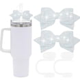 thumbnail image 2 of 2 Pcs Silicone Straw Cover For Cup, 2Pcs Cute Glitter Bow Straw Toppers For Tumblers 30&40 Oz, Food Grade Silicone Straw Caps With Bowknot Decoration, White Straw Covers For, 2 of 3