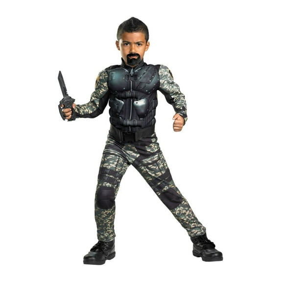 G I Joe Boys Roadblock Costume with Muscle Jumpsuit M (7-8)