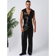thumbnail image 7 of Hansber Men's Retro 70s Outfit Disco Dance Jumpsuit Sleeveless V Neck Hippie Style Bodysuit for Stage Black 3XL, 7 of 7