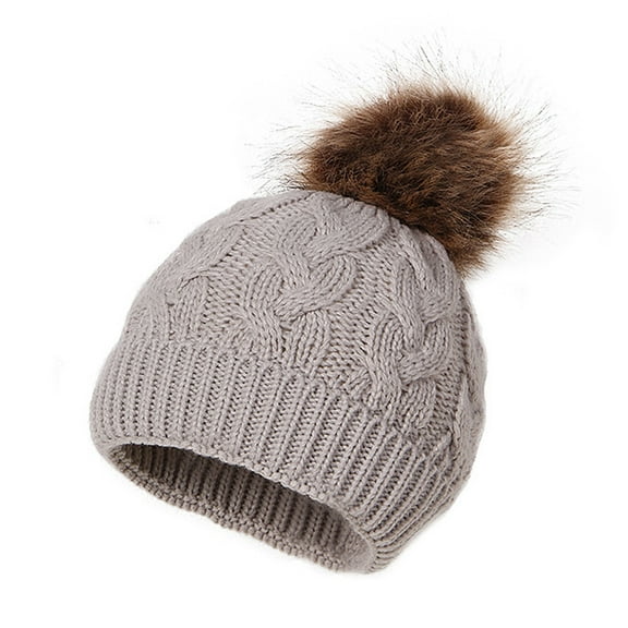 Relanfenk Baby Hats Toddler Winter For Girl Boy Knitted Warm Skiing Cap Lovely Pompom Kids Beanie 0-24 Months Hat