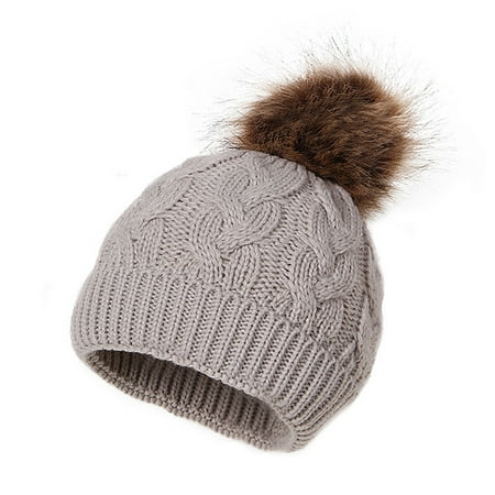 

ãTOTOãBaby Hats Caps Toddler Winter Hat For Baby Girl Boy Knitted Warm Skiing Cap Lovely Pompom Kids Beanie 0-24 Months