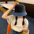 thumbnail image 5 of Sombrero de pescador de mezclilla con circunferencia de la cabeza de 56-58 cm, sombrero de lavabo con protección solar de doble cara para mujer para primavera y verano, 5 of 5